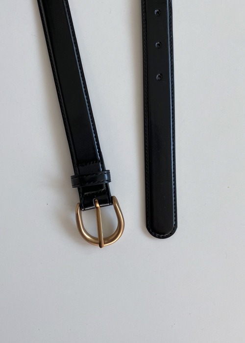 Black Faux Leather Gold Buckle Belt