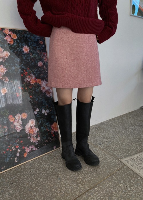 Wool Blend Herringbone Skirt(2color)
